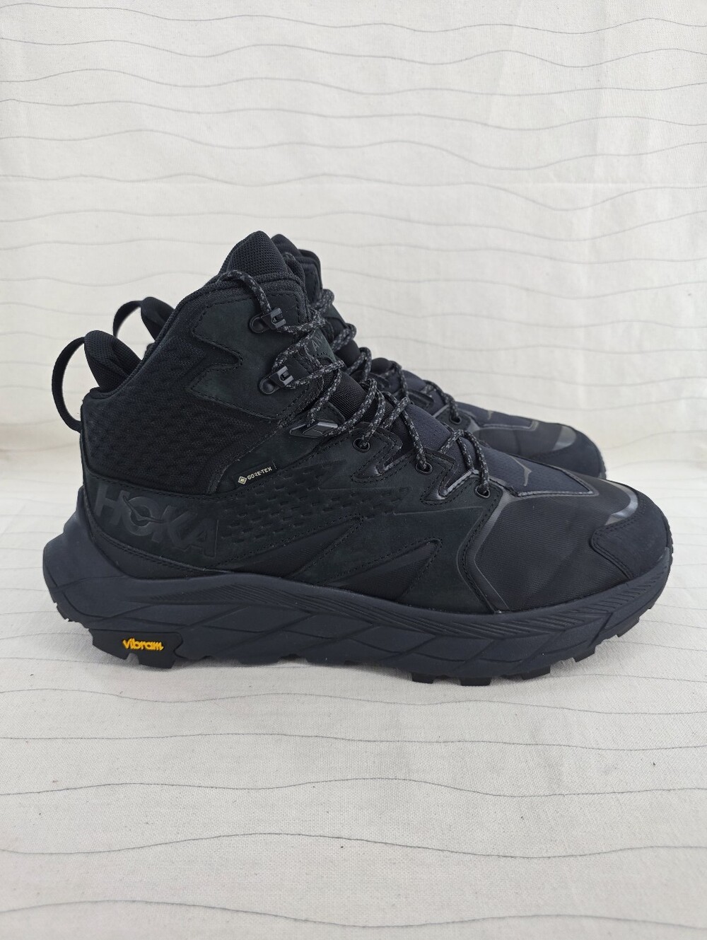 Hoka Mens Anacapa Mid GTX Black Trail Hiking Boots Shoes 1122018 BBLC Sz 12D EUC